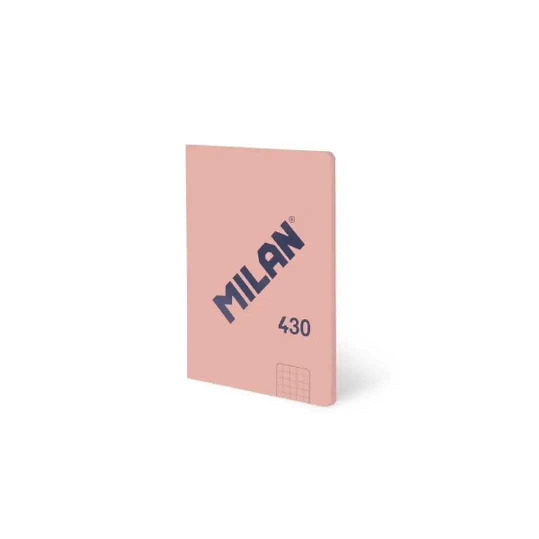 Milan 430 Libreta Encolada Formato A6 Cuadricula 5x5 - 48 Hojas de 95 gr/m2 - Microperforado - Tapa Blanda - Color Rosa 1