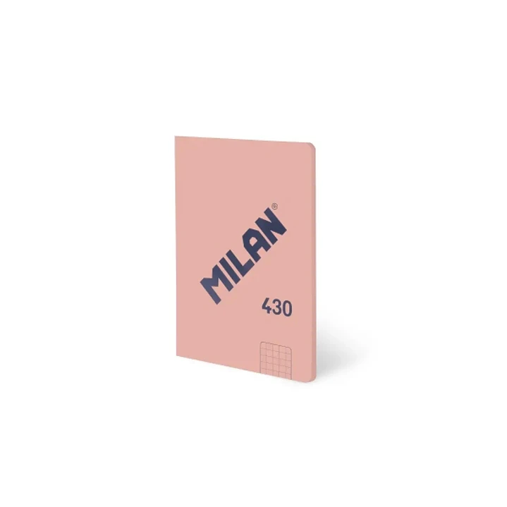Milan 430 Libreta Encolada Formato A6 Cuadricula 5x5 - 48 Hojas de 95 gr/m2 - Microperforado - Tapa Blanda - Color Rosa 1