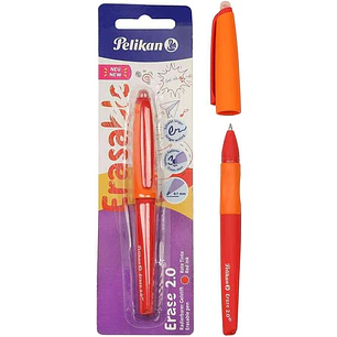 Pelikan Roller Erase 2.0 Boligrafo Trazo 0.7mm - Empuñadura Ergonomica - Larga Duracion de la Tinta - Diseño Fresco y Divertido - Color Rojo
