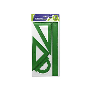 Bismark Pack de 4 Reglas de Alta Calidad - Incluye Regla 30cm, Escuadra 14cm, Cartabon 20cm y Transportador 13cm - Ideal para el Colegio - Color Verde