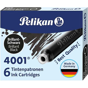 Pelikan 4001 TP/6 Pack de 6 Cartuchos - Tinta de Alta Calidad - Compatible con Plumas Estilograficas - Color Negro