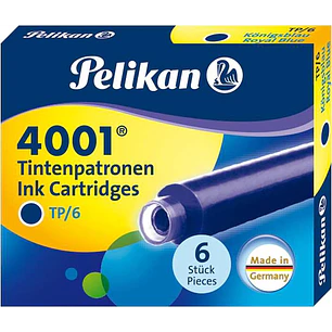 Pelikan 4001 TP/6 Pack de 6 Cartuchos - Tinta de Alta Calidad - Compatible con Plumas Estilograficas - Color Azul Real