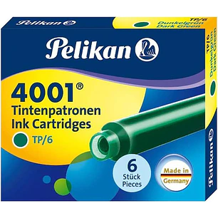Pelikan Caja de 6 Cartuchos 4001 TP/6 - Recambio para Pluma Estilografica - Color Verde Oscuro