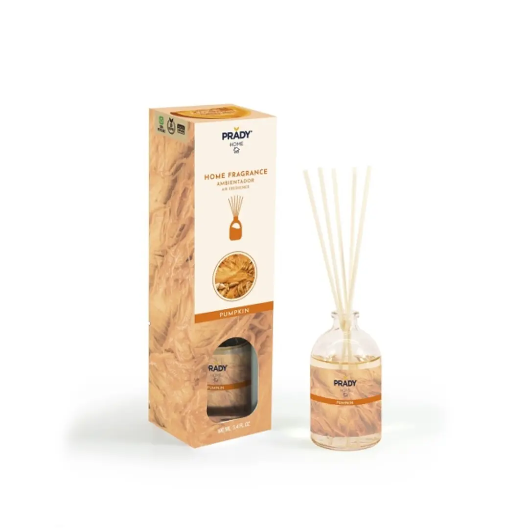 Prady Ambientador Mikado Pumpkin - Frasco de Cristal 100 ml y Varitas Difusoras 1