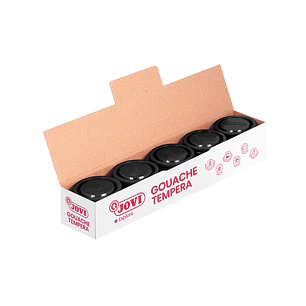 Jovi Bote de Tempera Escolar 35ml - Aplicacion en Multiples Superficies - Uso con Pincel, Rodillo o Espatula - Colores Mezclables - Color Negro