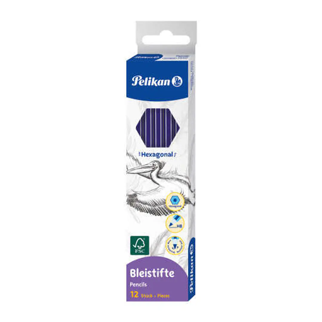 Pelikan Lapiz Hexagonal de Madera HB - Punta de Grafito - Mina Resistente 1