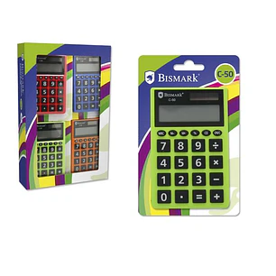 Bismark C-50 Calculadora Escolar de 8 Digitos - Funciones Basicas y Memoria - Alimentacion Solar y a Pilas - Colores Aleatorios Surtidos