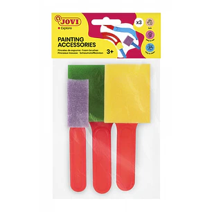 Jovi Painting Accessories Pack de 3 Pinceles de Espuma - Tamaños Diferentes - Especiales para Pintura de Dedos - Faciles de Limpiar con Agua y Jabon -