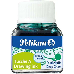 Pelikan Tinta China 523 10ml N.7 - Botella de 10ml - Ideal para Dibujo y Caligrafia - Resistente al Agua y de Secado Rapido - Color Verde Oscuro