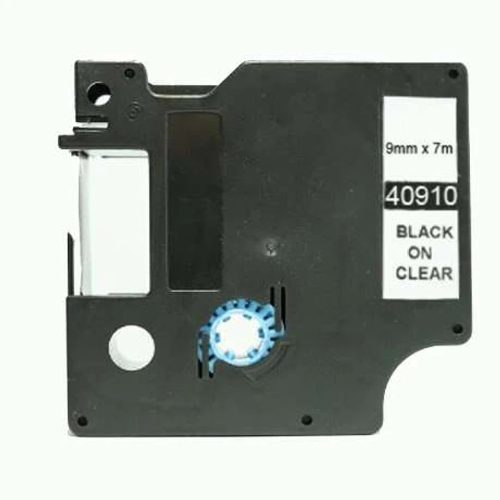Dymo D1 40910 Cinta de Etiquetas Generica para Rotuladora - Texto negro sobre fondo transparente - Ancho 9mm x 7 metros - Reemplaza S0720670 1
