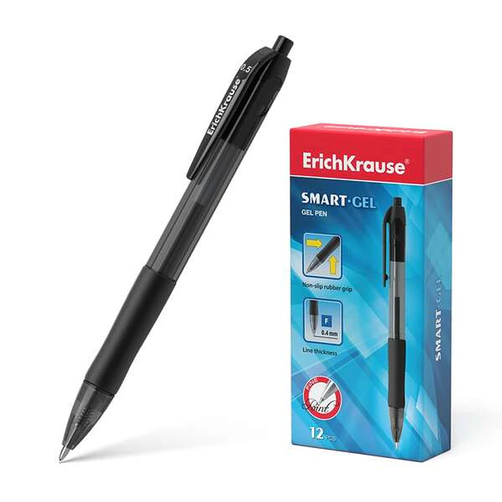 Erichkrause Boligrafo de Gel Automatico Smart-Gel - Punta Normal - Cuerpo Translucido Redondo - Agarre Comodo - Tinta de Gel de Secado Rapido - Longit 1