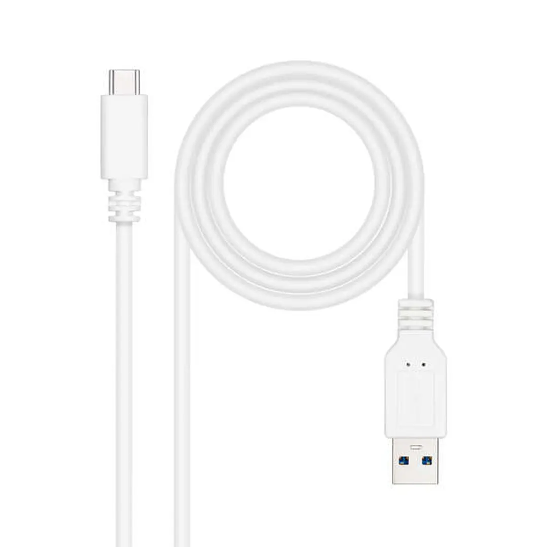 Nanocable Cable USB 3.1 Gen2 10Gbps 3A USB-C/M-A/M - 1.0m - Color Blanco 1