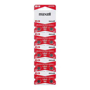 Maxell Pack de 10 Pilas Alcalinas de Boton LR41 1.5V