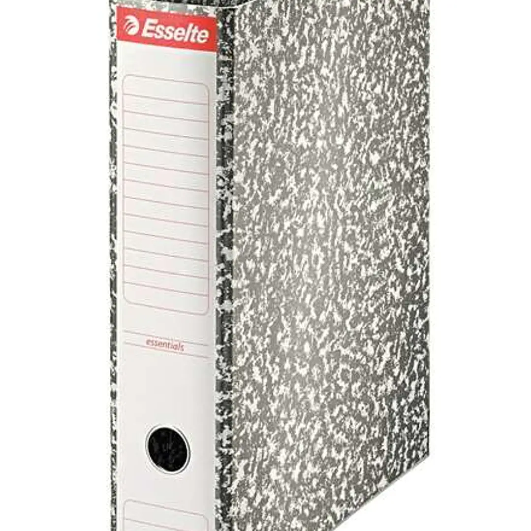 Esselte Archivador de Palanca Formato Folio - Lomo 75mm - Ollao y Cantoneras Metalicas - Capacidad para 500 Hojas - Forrado de Papel jaspeado - Color  1