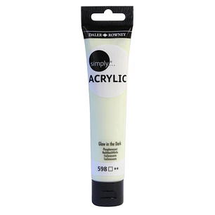 Daler Rowney Simply Pintura Acrilica - Tubo de Plastico - 75ml - Brilla en la Oscuridad - Color Fosforescente