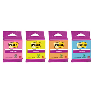 Post-It Super Sticky Bloc de 45 Notas Adhesivas Reposicionables - Forma Cuadrada - 76x76mm - Colores Surtidos