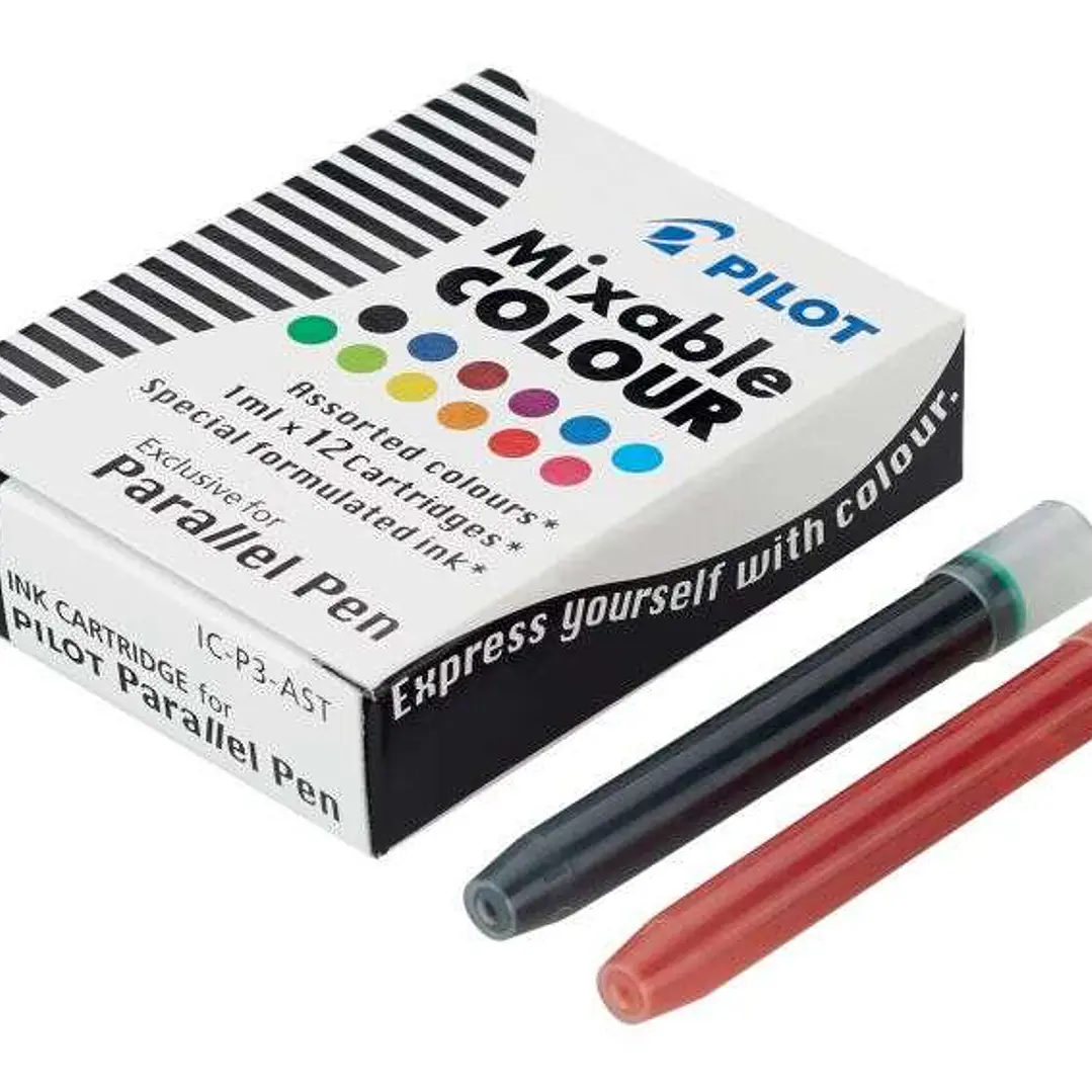 Pilot Pack de 12 Recargas para Pluma Estilografica Parallel - Capacidad 1ml - Colores Surtidos 1