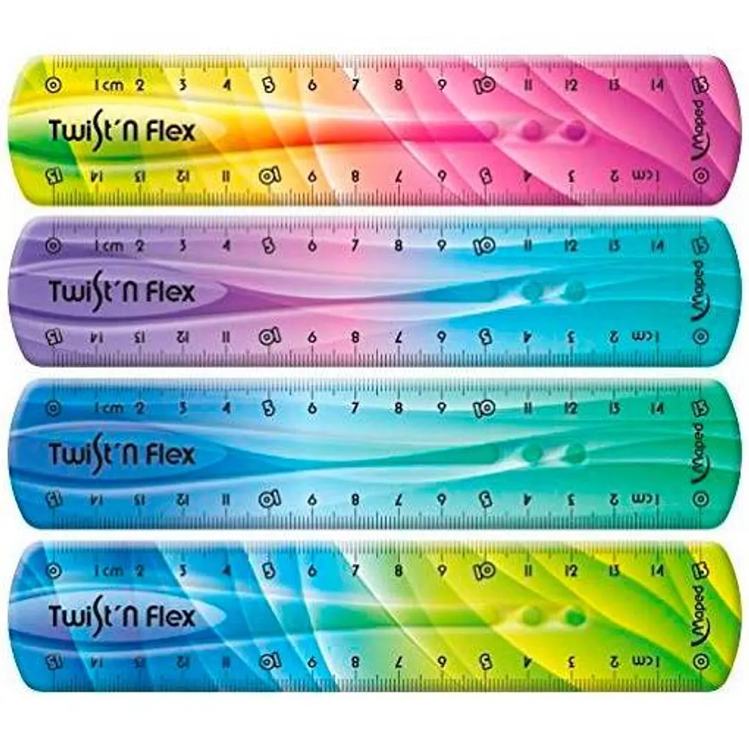 Maped Twist´n Flex Regla de Flexible 15cm - Irrompible - Doble Graduacion - Colores Degradados Aleatorios 1