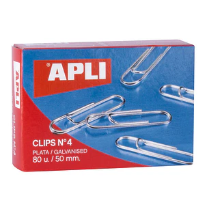 Apli Clips Alambre Nº 4 - 50mm - Acabado Galvanizado Plata - 80 Unidades por Caja - Organiza tus Documentos