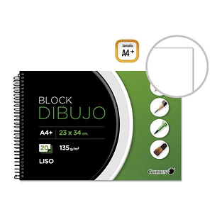 Golden Cuaderno de Dibujo A4+ con 20 Hojas Lisas - Papel de 135gr