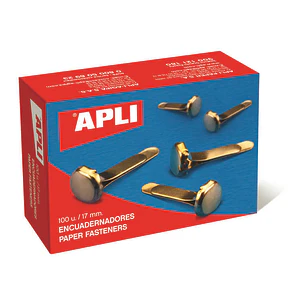 Apli Caja de 100 Encuadernadores Metalicos 12mm sin Arandela - Aptos para todo tipo de Documentos - Ideales para Encuadernar y Manualidades - Color Do