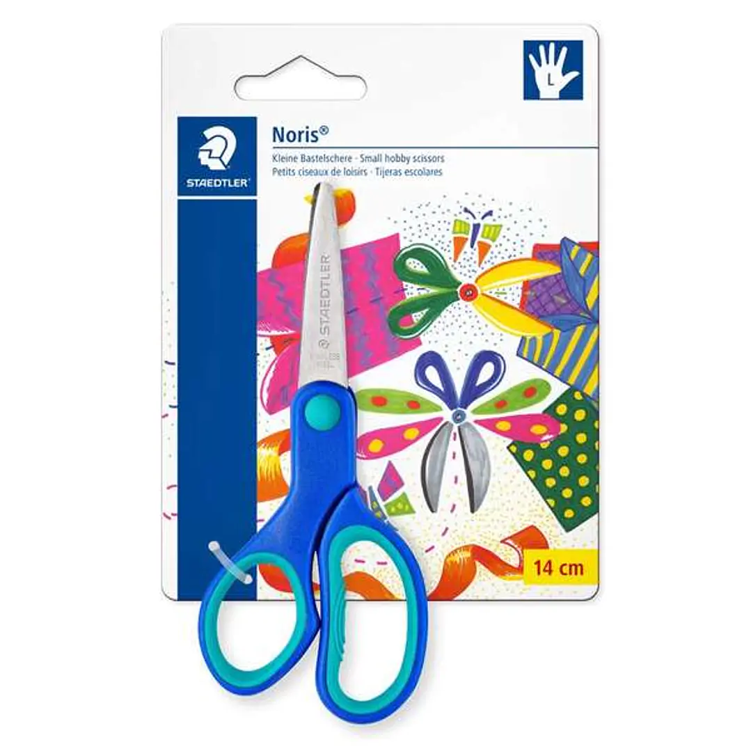 Staedtler Noris 965 Tijera Escolar de Seguridad Zurdos - Agarre Ergonomico Suave - Cuchillas Romas - Longitud 14cm 1