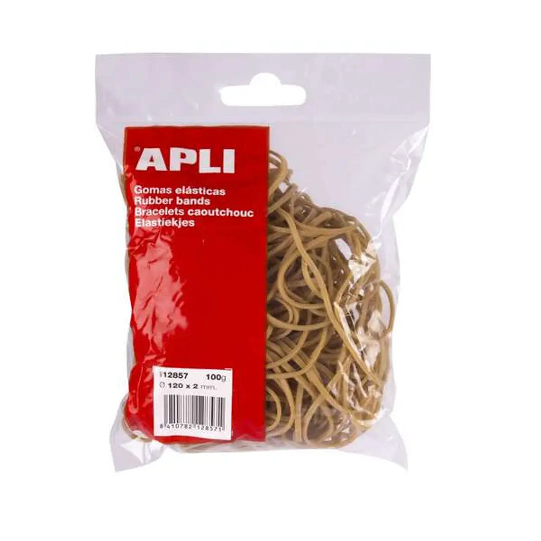 Apli Bolsa de 100gr de Gomas Elasticas Ø 120 x 2mm - Alta Calidad - Fabricadas con un 70% de Caucho Natural 1