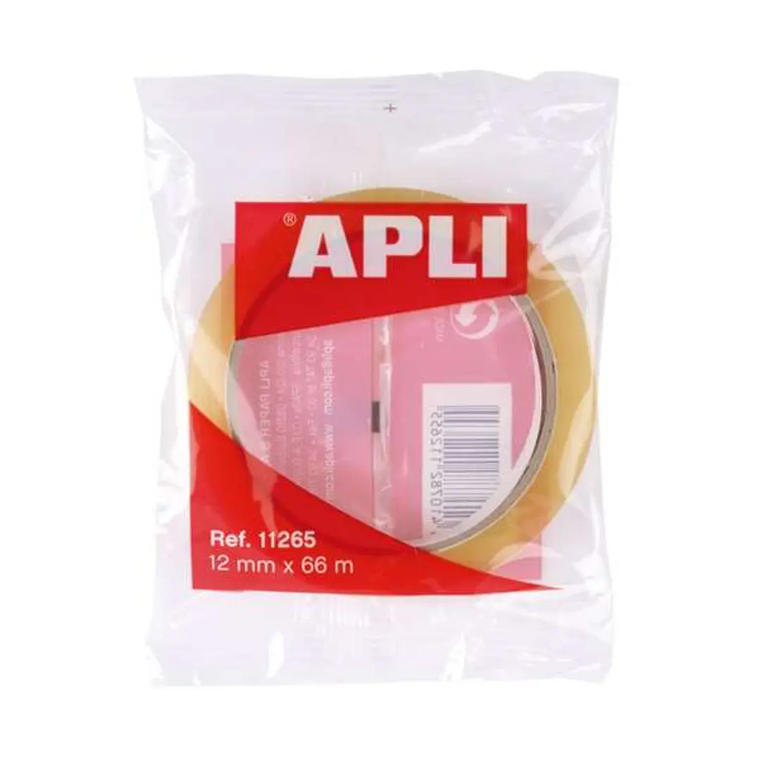 Apli Cinta Adhesiva Transparente 12mm x 66m - Fuerte Adhesion - Adhesivo sin Ruido 1