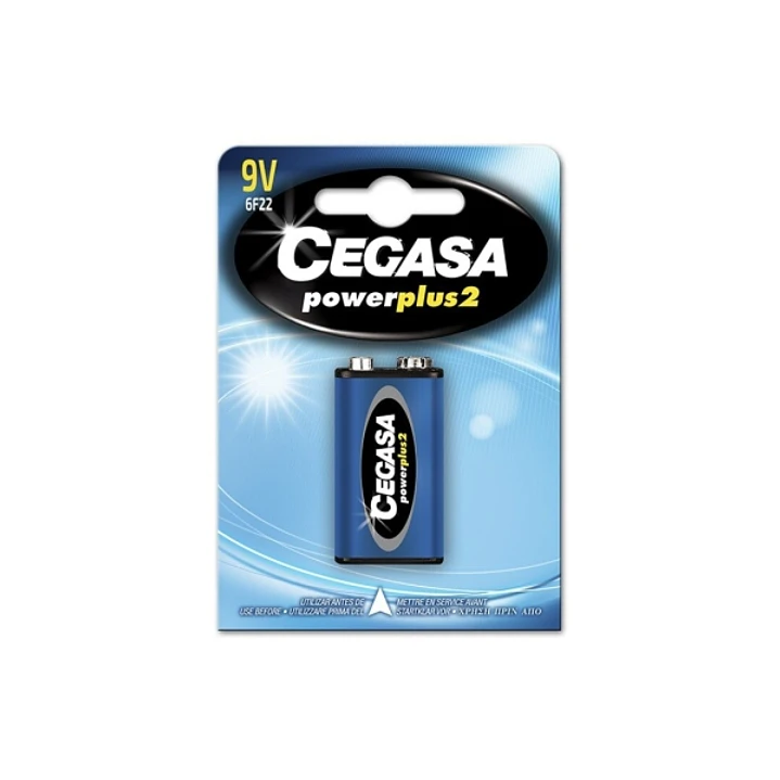 Cegasa Power Plus 2 Pack de 1 Pila 6F22 9V - Pila Salina para Aparatos de Bajo Consumo 1