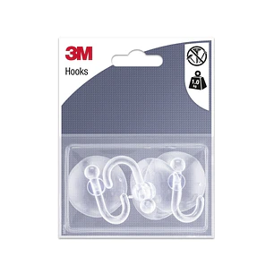 3M Pack de 3 Ganchos de Ventosa - Soporta hasta 1kg - Color Transparente