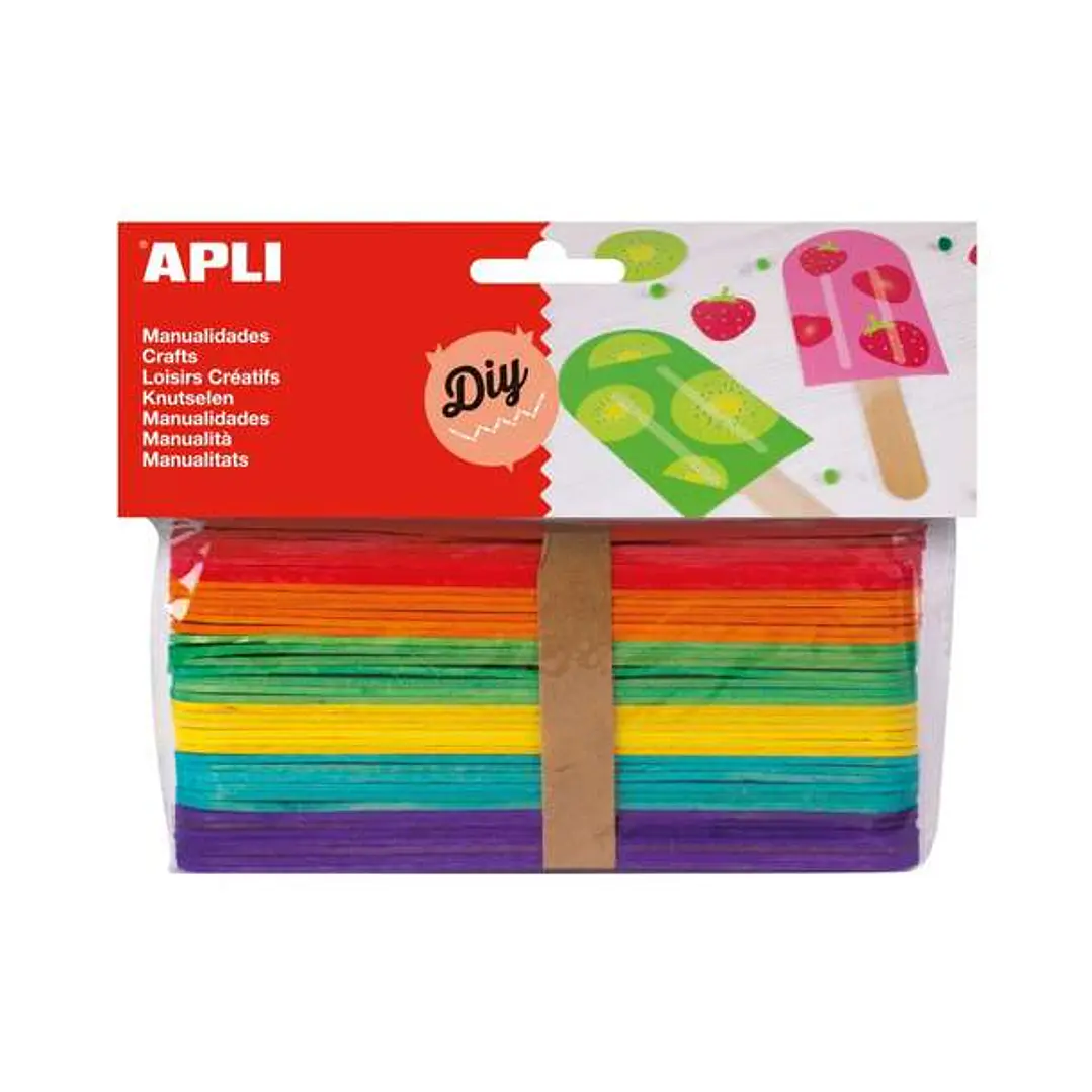 Apli Pack de 40 Palos Polo Jumbo de Madera Natural 150 x 18 mm - Colores Surtidos 1