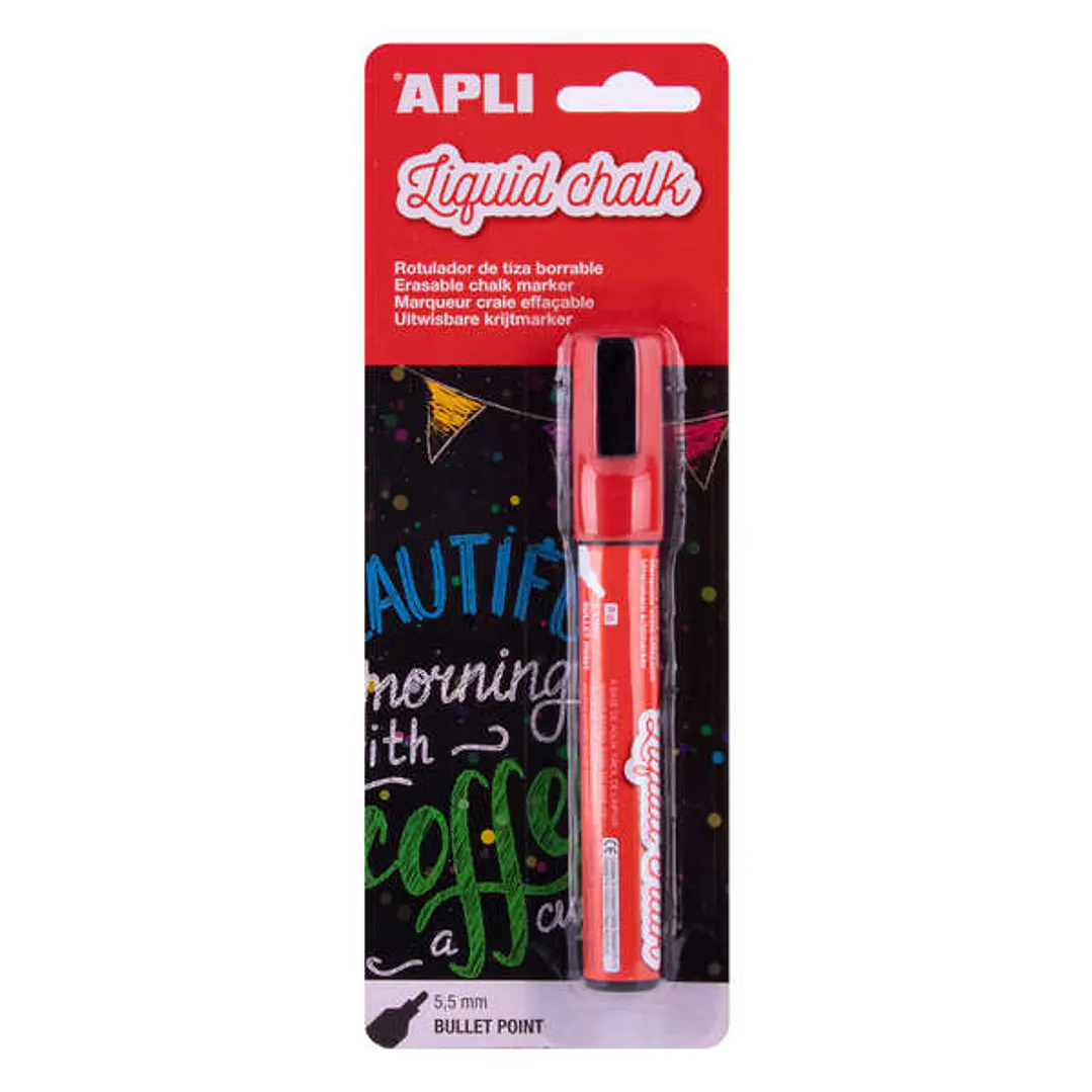 Apli Rotulador de Tiza Liquida - Punta Redonda de 5.5mm - Facil de Borrar con Paño Humedo - Secado Rapido y Uso Sencillo - Base Agua Libre de Toxicos 1