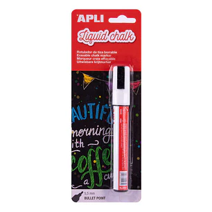 Apli Rotulador de Tiza Liquida - Punta Redonda de 5.5mm - Facil de Borrar con Paño Humedo - Secado Rapido y Uso Sencillo - Base Agua Libre de Toxicos 
