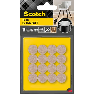 Scotch Pack de 16 Almohadillas de Fieltro - 17mm de Diametro - Extrasuaves - Color Beige