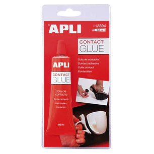 Apli Tubo de Pegamento Contacto 40ml - Secado Rapido - Resistente al Agua y al Calor - Transparente
