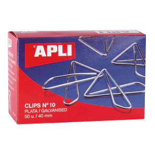 Apli Clips Mariposa Alambre Nº 10 (40mm) Acabado Galvanizado-Plata-Organiza tus Documentos con Estilo-Caja con 50 Clips