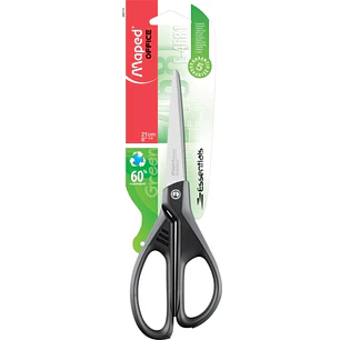 Maped Essentials Tijeras de Acero Inoxidable 21cm Asimetricas - Hojas Afiladas - Mangos 60% de Plastico Recicldo - Color Negro