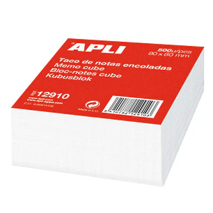 Apli Taco de 500 Hojas 80x80mm - Hojas Encoladas - Color Blanco