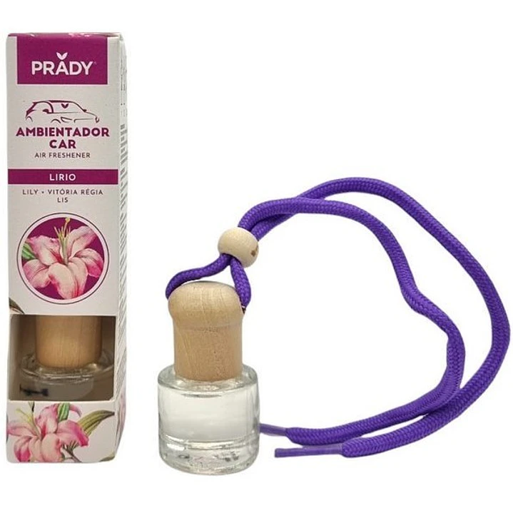 Prady Ambientador Coche Lily - Frasco de Cristal 6 ml y Cuerda para Espejo Retrovisor 1