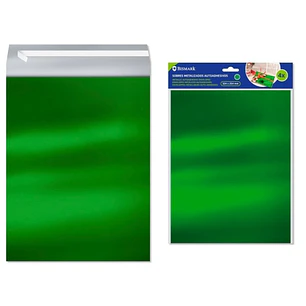 Bismark Pack de 4 Sobres Metalizados - Medidas 324x254mm - Cierre Autoadhesivo - Ideal para Regalos - Color Verde Metalizado