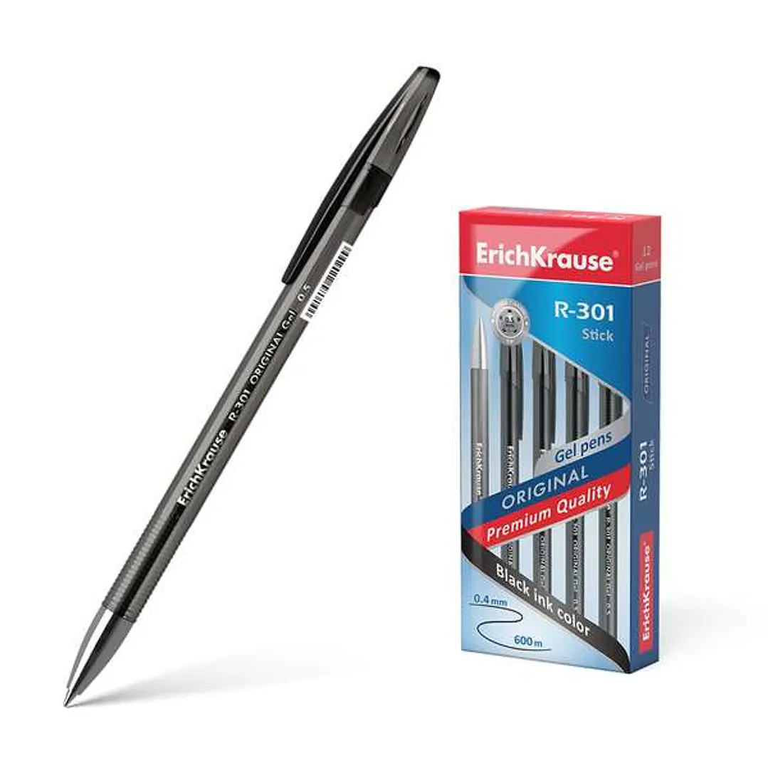 Erichkrause R-301 Original Boligrafo de Tinta de Gel - Punta 0.5mm - Trazo 0.4mm - Cuerpo Translucido Tintado - Grip Perfilado Comodo - Secado Rapido  1