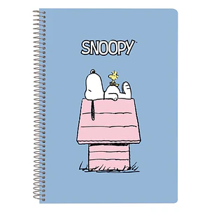 Safta Snoopy Libreta con Espiral - Formato Cuarto - 80 Hojas de Papel 80g/m2 - Cuadriculas 4x4mm - Tapas Duras Glasofonado - Margen Lateral - 155x10x2