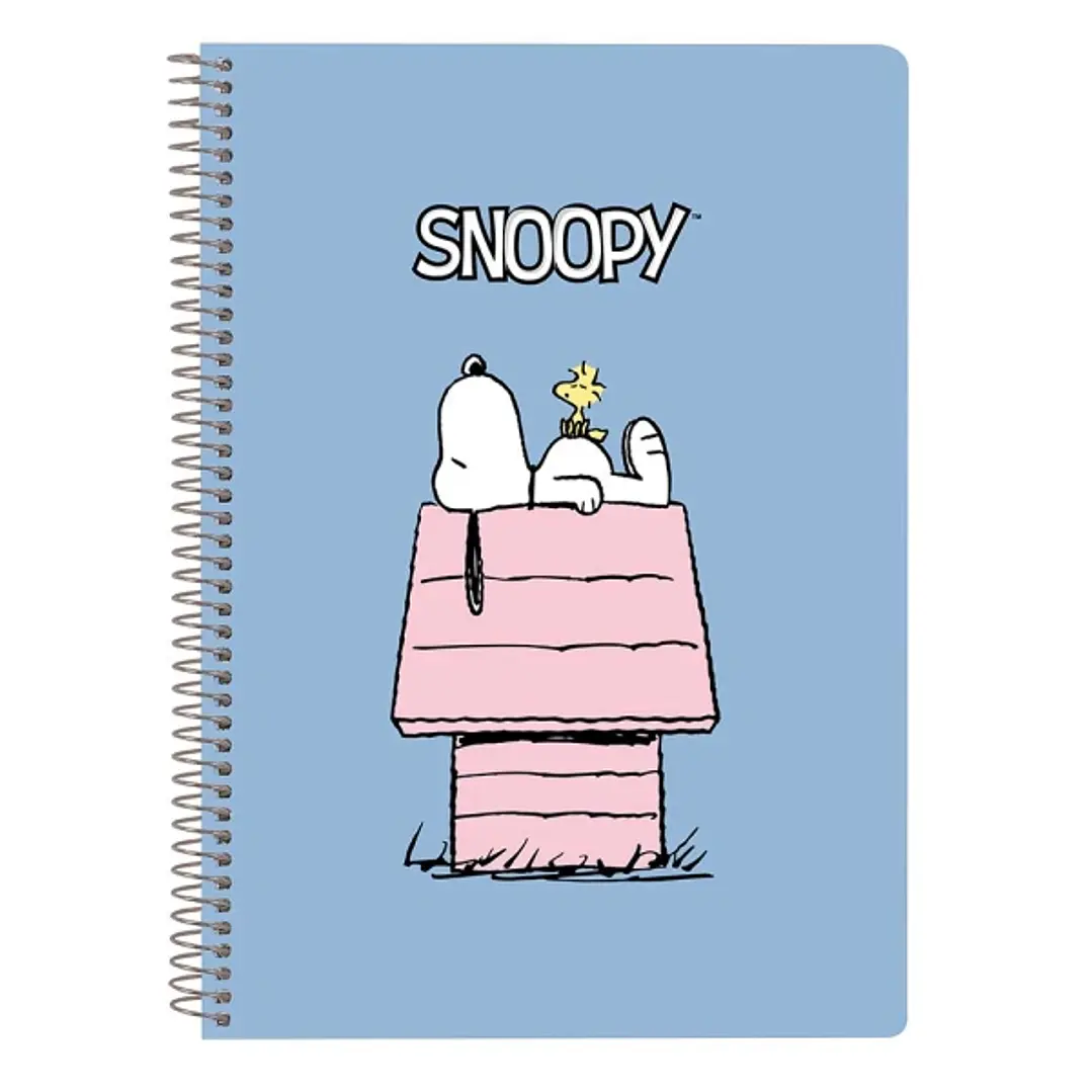 Safta Snoopy Libreta con Espiral - Formato Cuarto - 80 Hojas de Papel 80g/m2 - Cuadriculas 4x4mm - Tapas Duras Glasofonado - Margen Lateral - 155x10x2 1