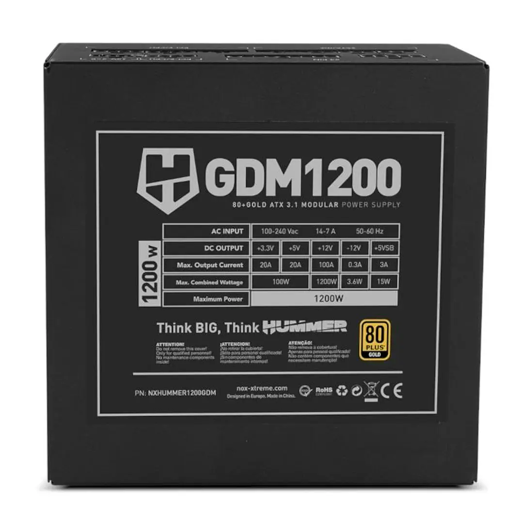 NOX HUMMER GDM1200W Fuente modular ATX3.1 80+GOLD 4