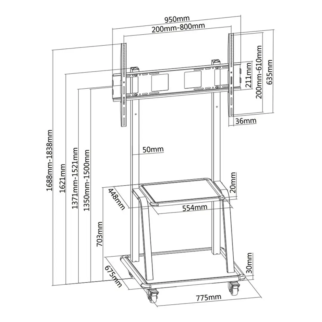 Tooq FS20100M-B Soporte suelo Pantalla 37-100