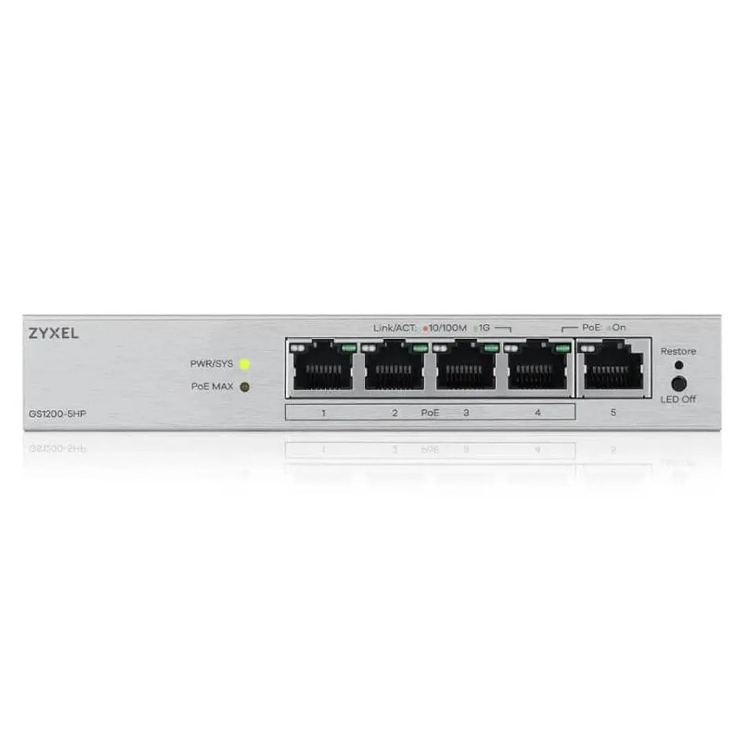 ZyXEL GS1200-5HPv3 Switch 5xGb (4xPoE+) 68W 3