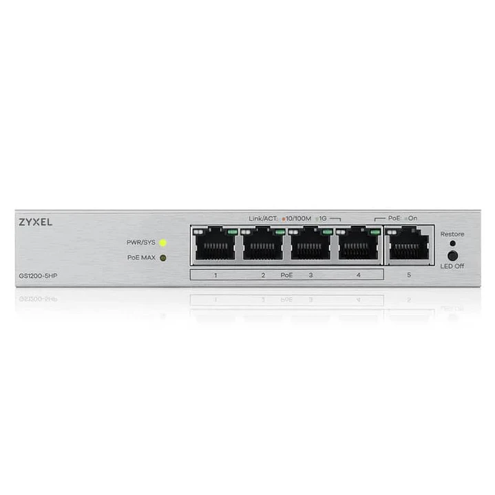 ZyXEL GS1200-5HPv3 Switch 5xGb (4xPoE+) 68W 3