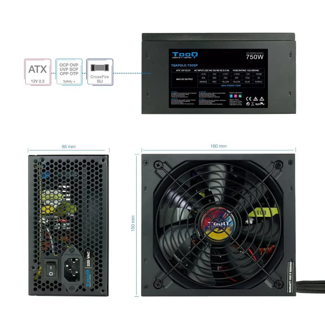 Tooq Fuente Alimentación TQAPOLO-750SP 750W 2