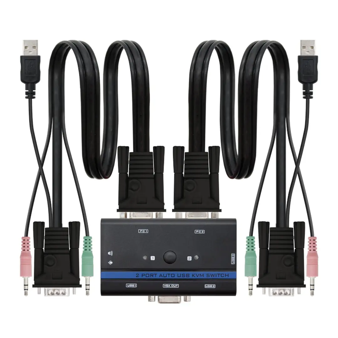 Nanocable KVM Switch VGA USB 1u-2PC+Cable 1