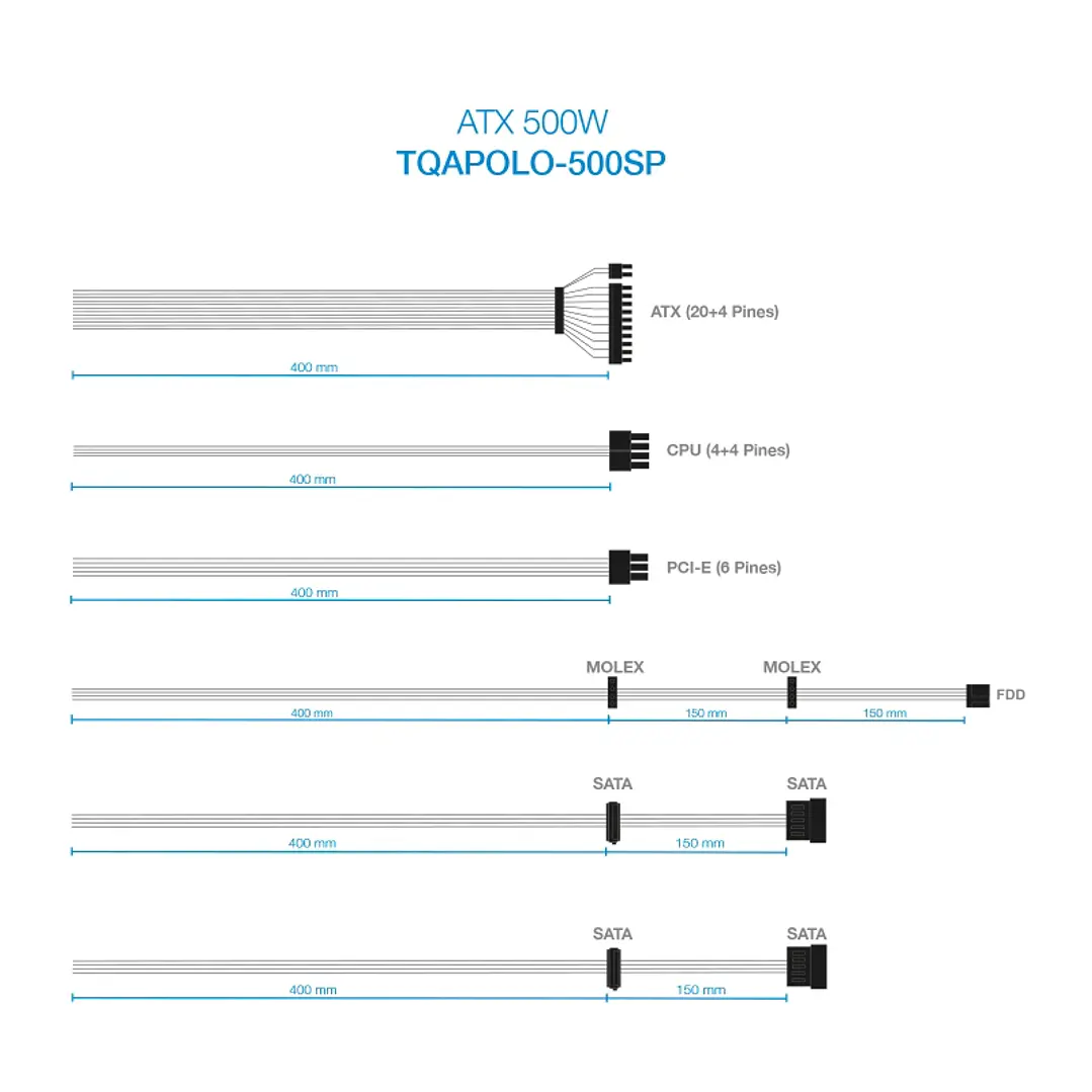 Tooq Fuente Alimentación TQAPOLO-500SP 500W PFC 3